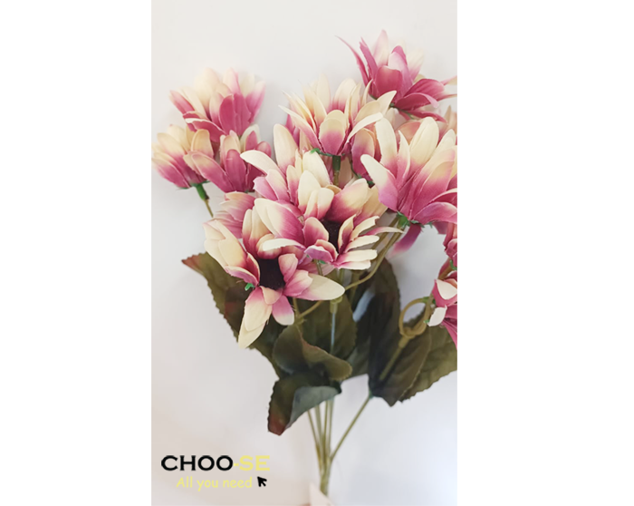 פרח מלאכותי חרצית 7 ורוד שמנת www.choo-se.co.il